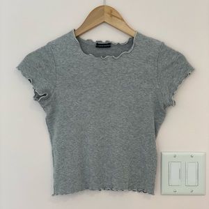 Brandy Gray ruffle tee
